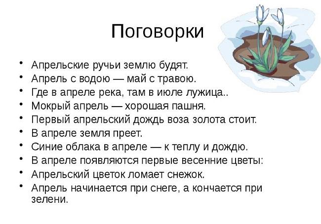 Подробнее о статье Народные пословицы и поговорки про апрель